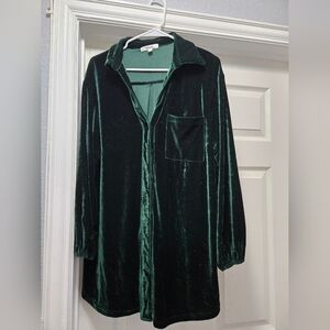 Green Velvet Long Sleeve Shirt